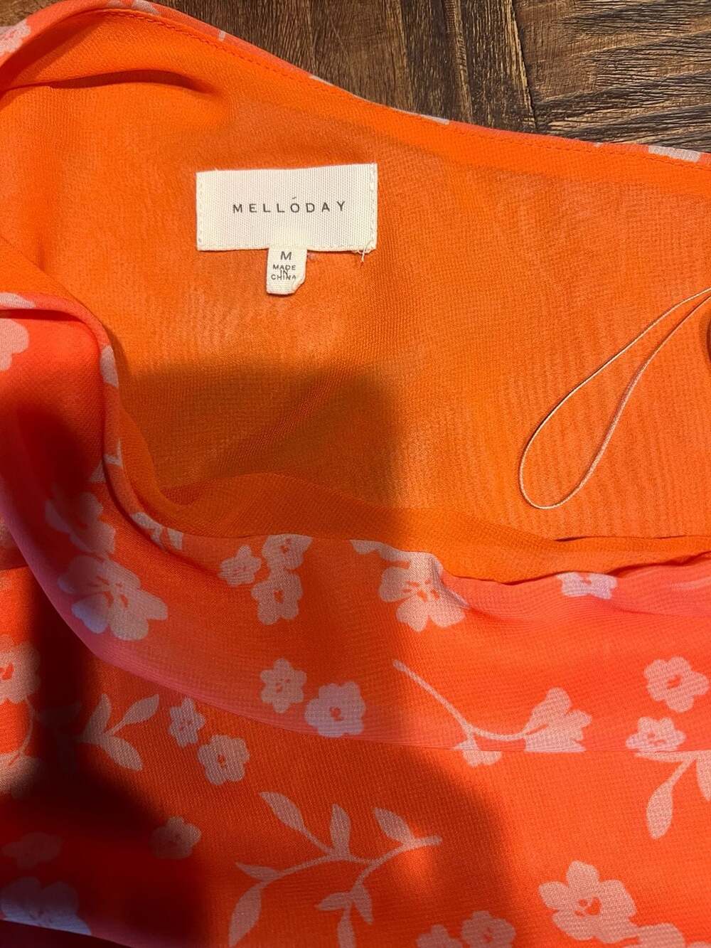 Melloday Orange Floral One Shoulder Blouse Size M - Picture 6 of 6